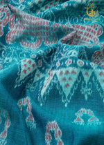 Krasha - Soft Aqua and Muted Rose Handwoven Ikat Fabric - 2.5 m