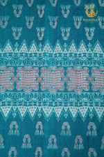 Krasha - Soft Aqua and Muted Rose Handwoven Ikat Fabric - 2.5 m