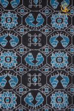 Krasha - Charcoal Black and Classic Blue Handwoven Ikat Fabric - 2.5 m