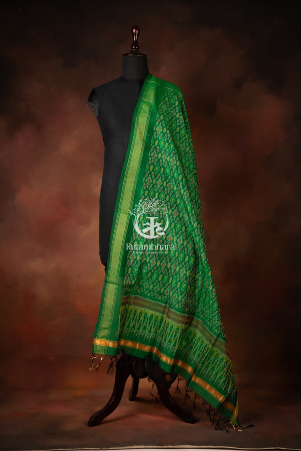 Bhadra - Emerald Ikat Silk Cotton Dupatta