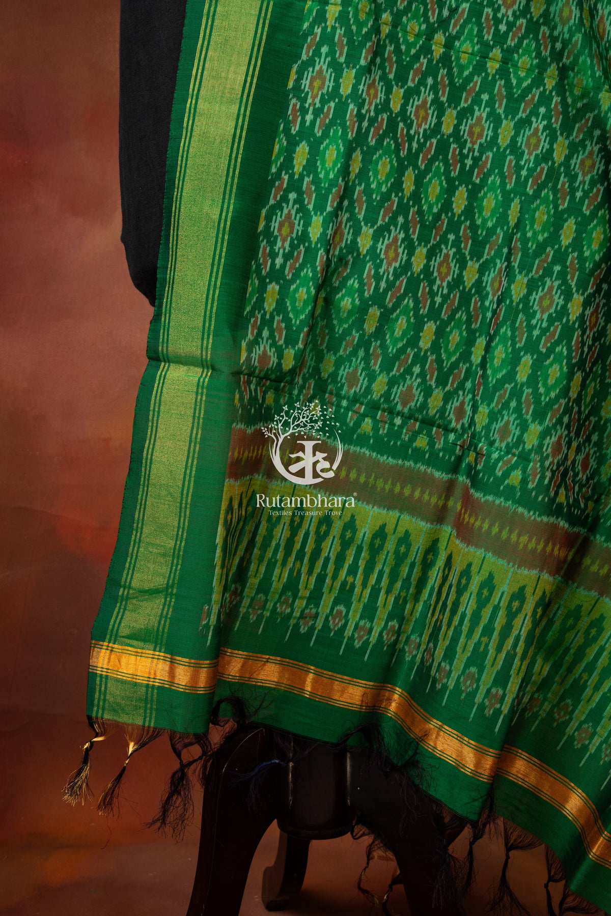 Bhadra - Emerald Ikat Silk Cotton Dupatta