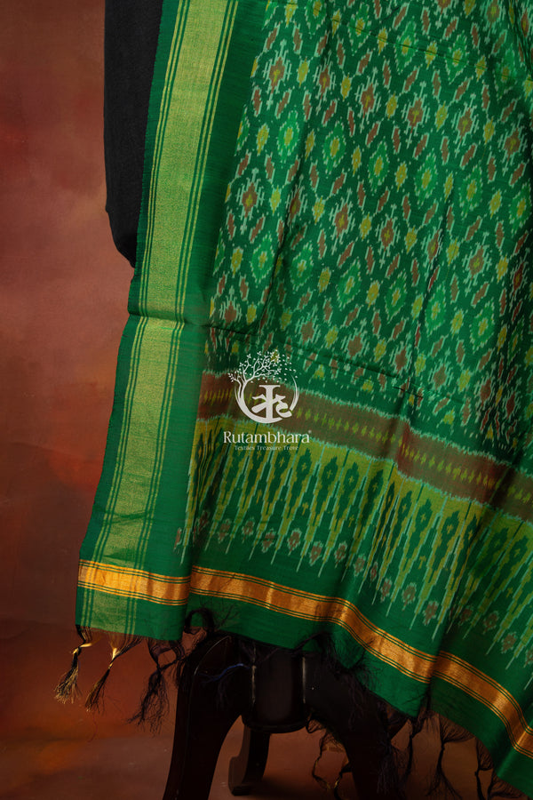 Bhadra - Emerald Ikat Silk Cotton Dupatta