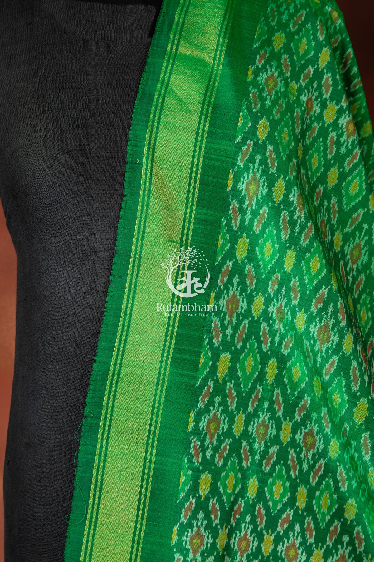 Bhadra - Emerald Ikat Silk Cotton Dupatta
