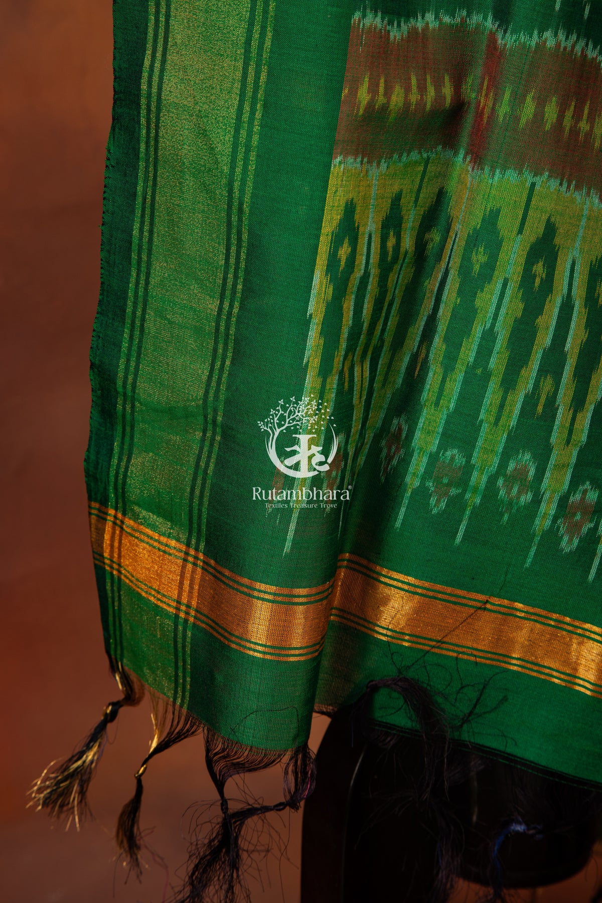 Bhadra - Emerald Ikat Silk Cotton Dupatta