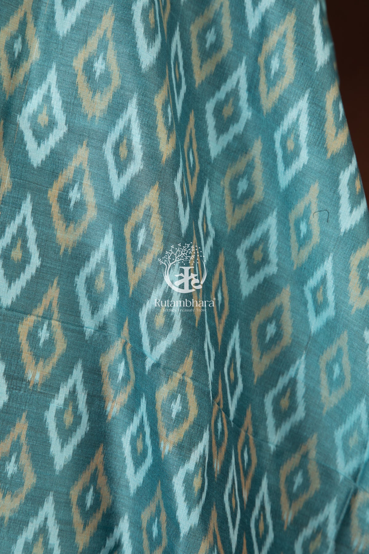 Bhadra - Misty Teal Blue Ikat Silk Cotton Dupatta