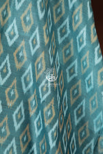 Bhadra - Misty Teal Blue Ikat Silk Cotton Dupatta