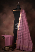 Bhadra - Black and Mauve Handwoven Suit Set