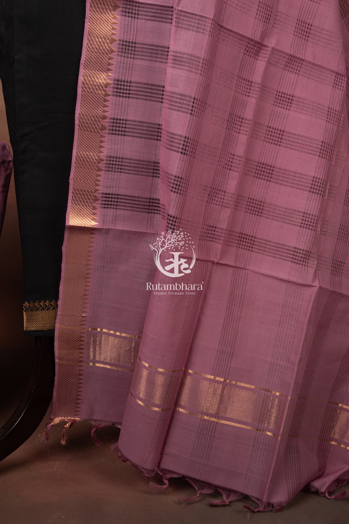 Bhadra - Black and Mauve Handwoven Suit Set