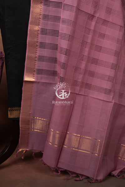 Bhadra - Black and Mauve Handwoven Suit Set