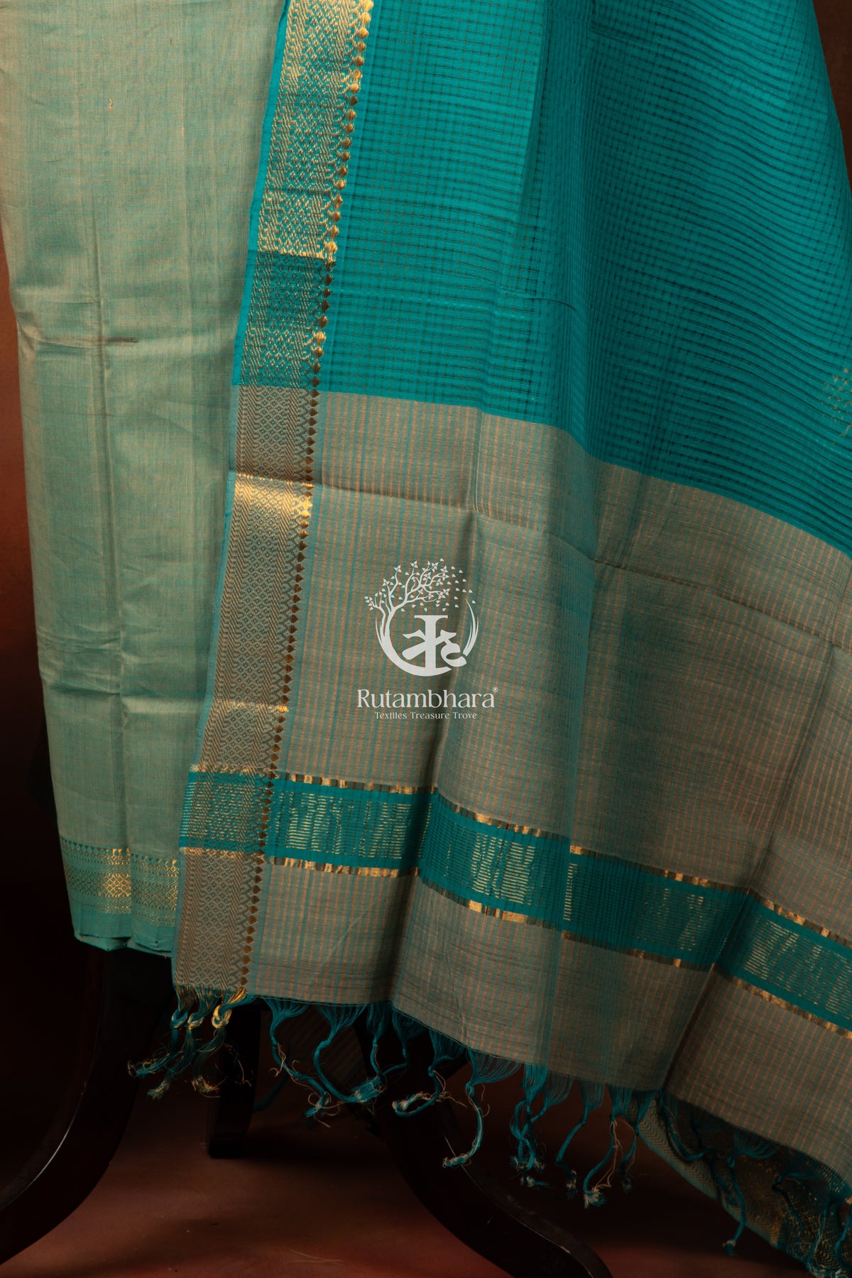 Bhadra - Mint Aqua and Teal Handwoven Suit Set