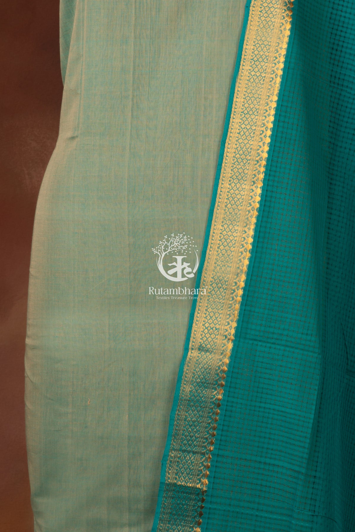 Bhadra - Mint Aqua and Teal Handwoven Suit Set