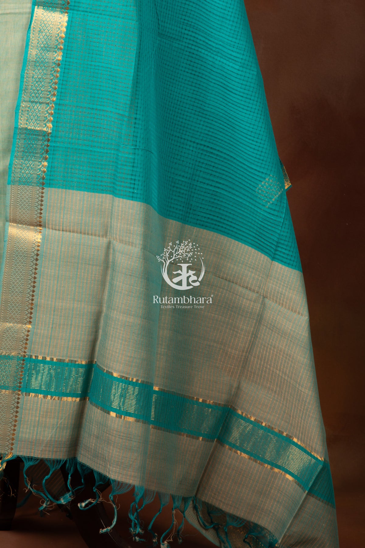 Bhadra - Mint Aqua and Teal Handwoven Suit Set