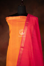 Bhadra - Soft Orange and Pink Handwoven Suit Set