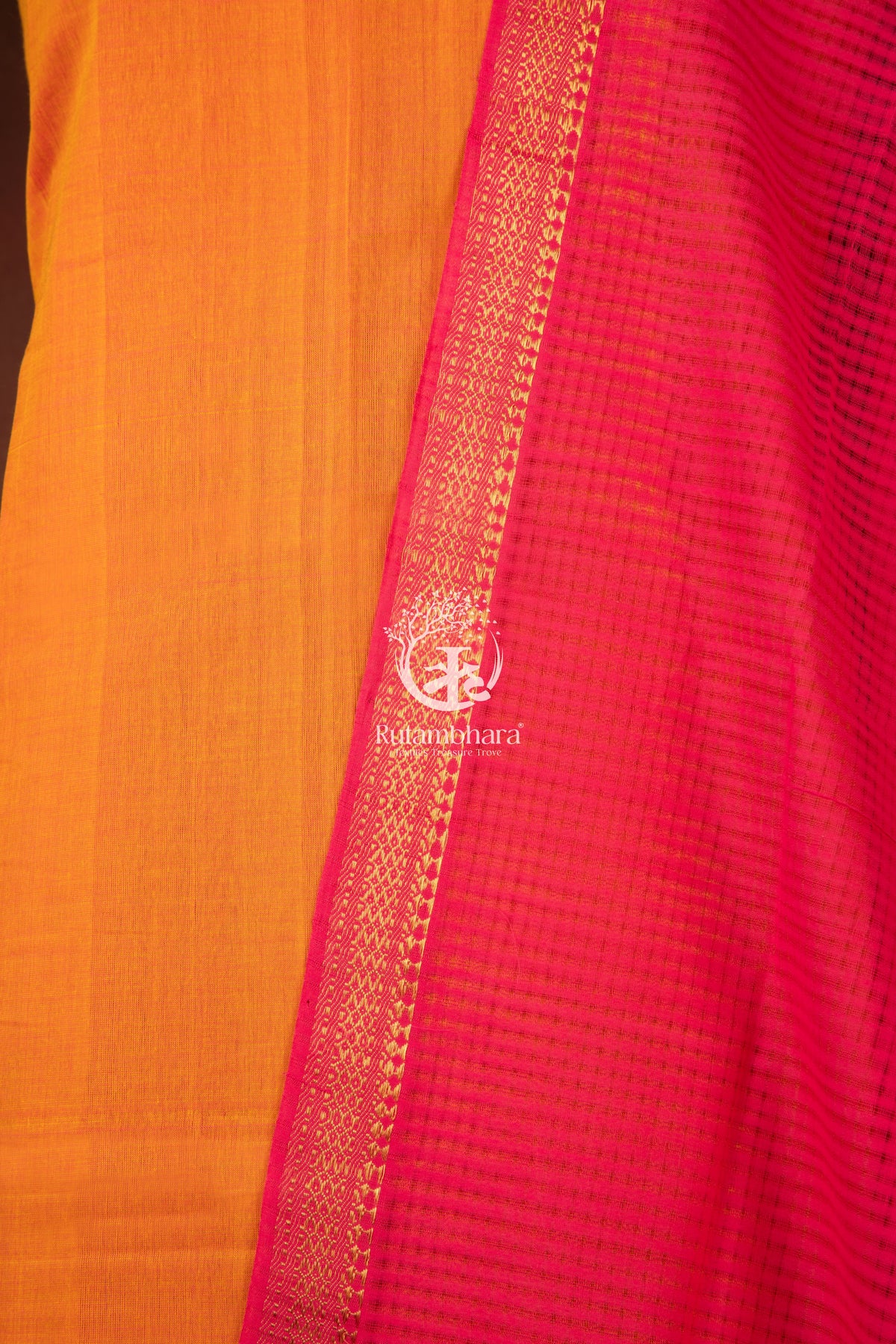Bhadra - Soft Orange and Pink Handwoven Suit Set