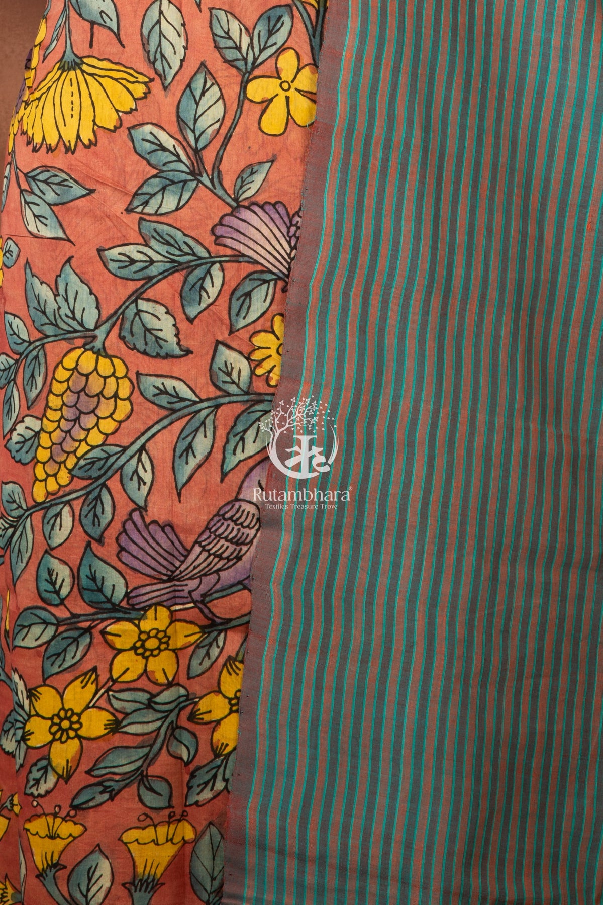 Bhadra - Coral Bloom Kalamkari Ensemble