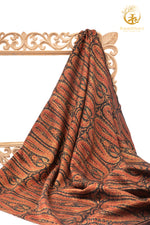 Ushraa - Dawn in Earth & Ember Ajrakh  Silk Fabric - 2.5m