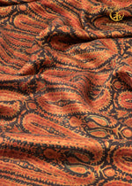 Ushraa - Dawn in Earth & Ember Ajrakh  Silk Fabric - 2.5m