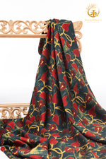 Ushraa - Vine and Bloom Ajrakh Silk Fabric - 2.5m