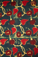 Ushraa - Vine and Bloom Ajrakh Silk Fabric - 2.5m