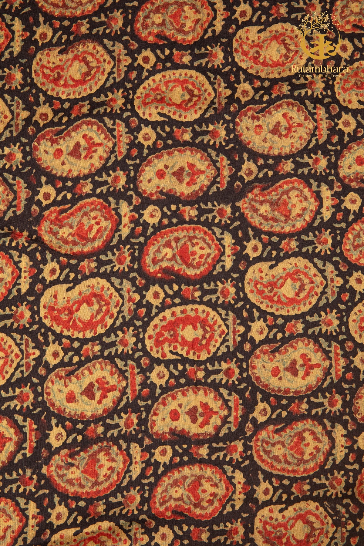Ushraa - Timeless Paisley Ajrakh Silk Fabric - 2.5m