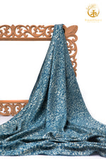 Ushraa - Indigo Mist Ajrakh Silk Fabric - 2.5m