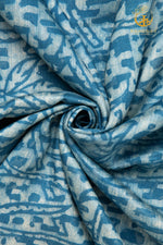 Ushraa - Indigo Mist Ajrakh Silk Fabric - 2.5m