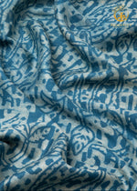 Ushraa - Indigo Mist Ajrakh Silk Fabric - 2.5m