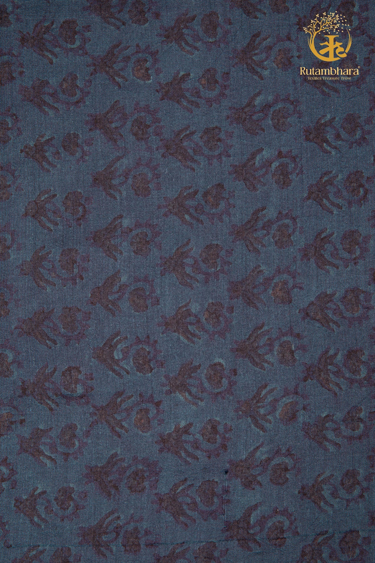 Ushraa - Veiled Indigo Ajrakh Silk Fabric - 2.5m