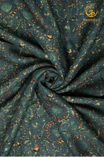 Ushraa - Meadow Blooms Ajrakh Silk Fabric - 2.5m