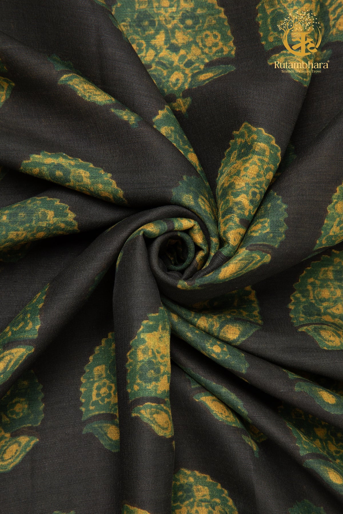 Ushraa - Verdent Jewels Ajrakh Silk Fabric - 2.5m