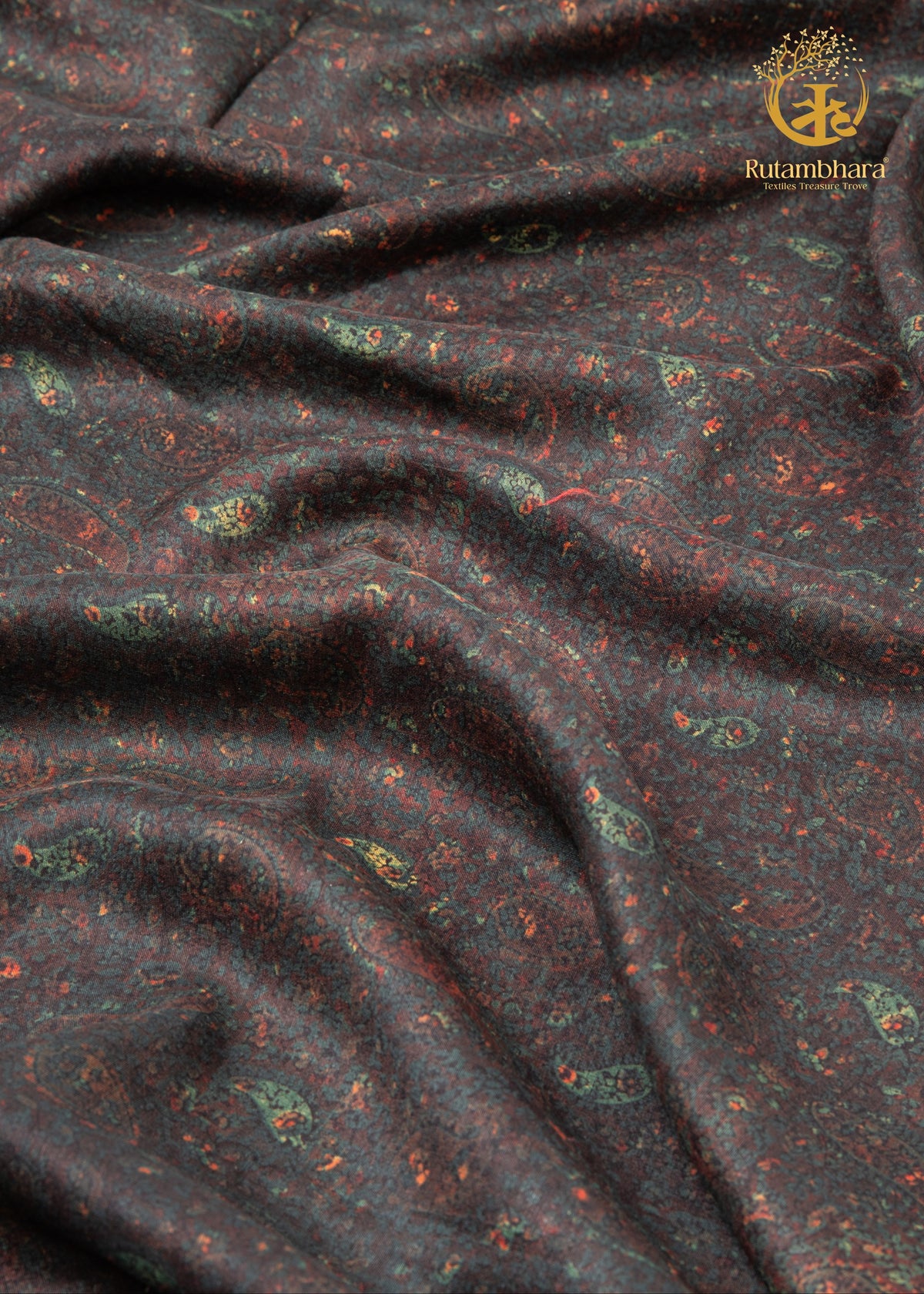 Ushraa - Quiet Revelations Ajrakh Silk Fabric - 2.5m