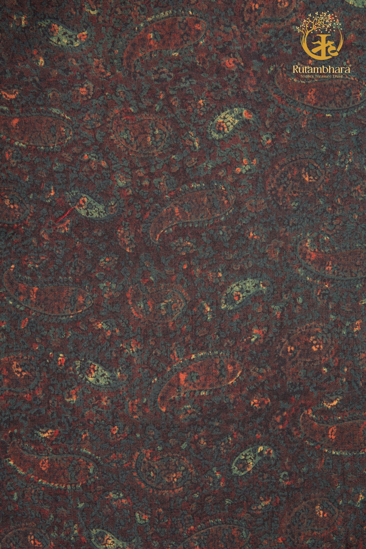 Ushraa - Quiet Revelations Ajrakh Silk Fabric - 2.5m