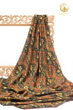 Ushraa - Dessert Currents Ajrakh Silk Fabric - 2.5m