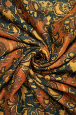 Ushraa - Dessert Currents Ajrakh Silk Fabric - 2.5m