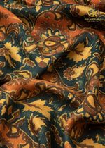 Ushraa - Dessert Currents Ajrakh Silk Fabric - 2.5m