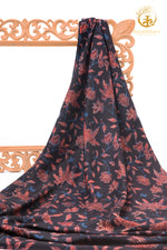 Ushraa - Moonlit Botanica Ajrakh Silk Fabric - 2.5m