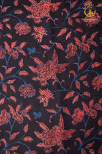 Ushraa - Moonlit Botanica Ajrakh Silk Fabric - 2.5m