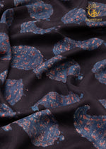 Ushraa - Midnight Paisleys Ajrakh Silk Fabric - 2.5m