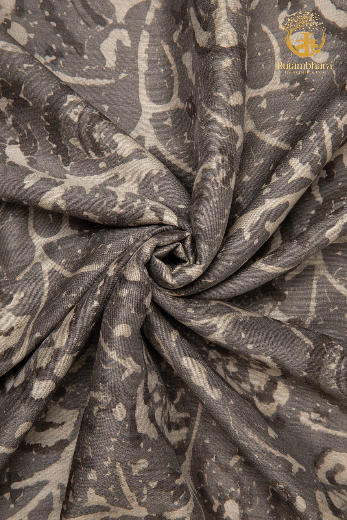 Ushraa - Weathered Blooms Ajrakh Silk Fabric - 2.5m
