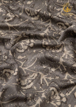 Ushraa - Weathered Blooms Ajrakh Silk Fabric - 2.5m