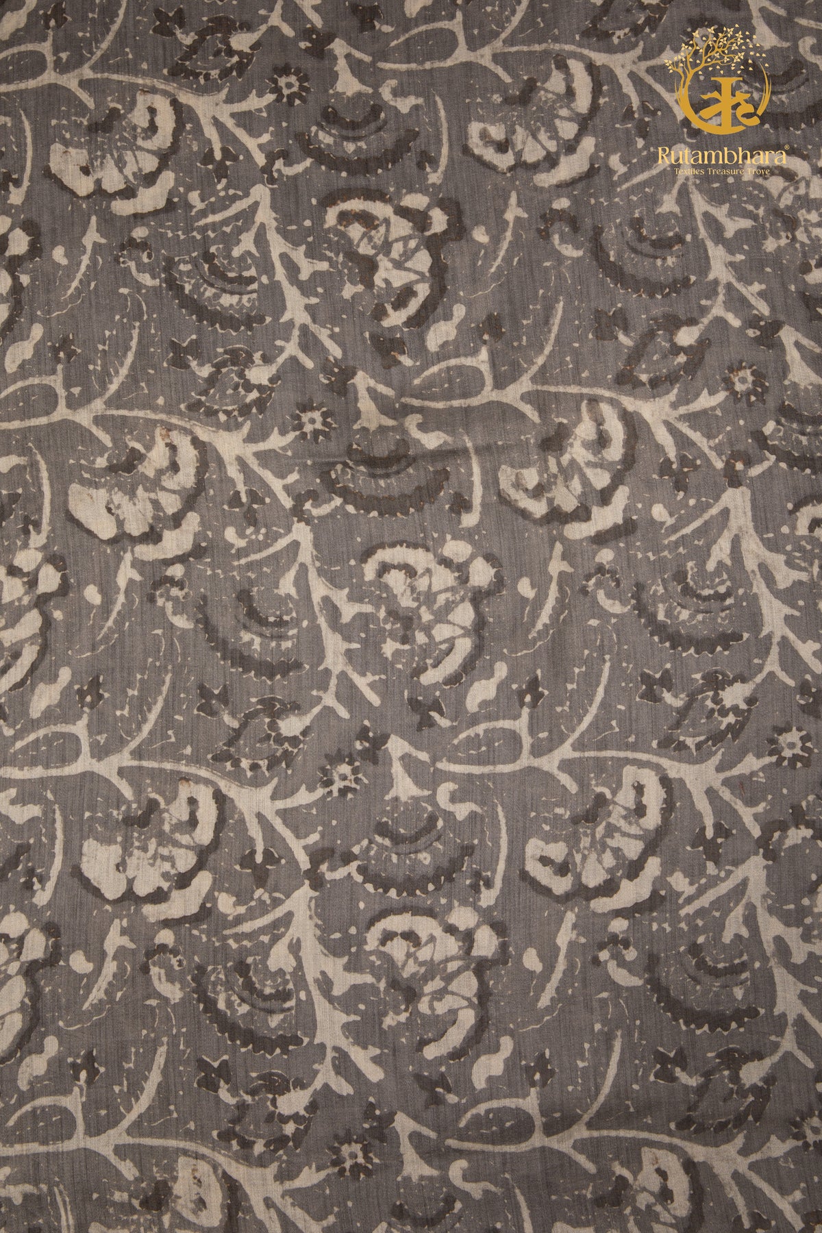 Ushraa - Weathered Blooms Ajrakh Silk Fabric - 2.5m