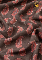 Ushraa - Blush Paisleys Ajrakh Silk Fabric - 2.5m