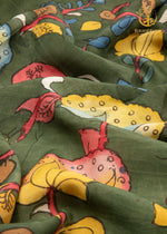 Nzurii | Forest Olive and Powder Blue – Srikalahasti Kalamkari Cotton Fabric