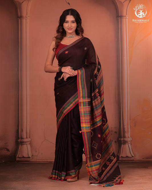JESAAL - Threads of Tradition – Purple Kutchi Cotton Eari Silk Saree