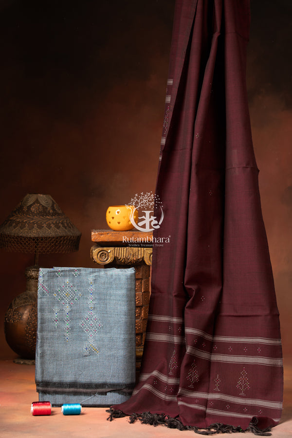 Nuktaa - Smoked Steel and Wine Tangaliya 2 pc Suit Set – A Dana Weave Legacy