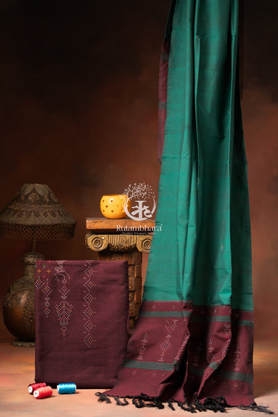 Nuktaa - Madder Maroon and Forest Green Tangaliya 2 pc Suit Set – A Dana Weave Legacy