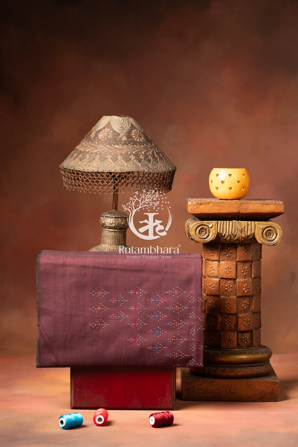 NUKTAA - DEEP WINE HANDWOVEN TANGALIYA COTTON KURTA FABRIC