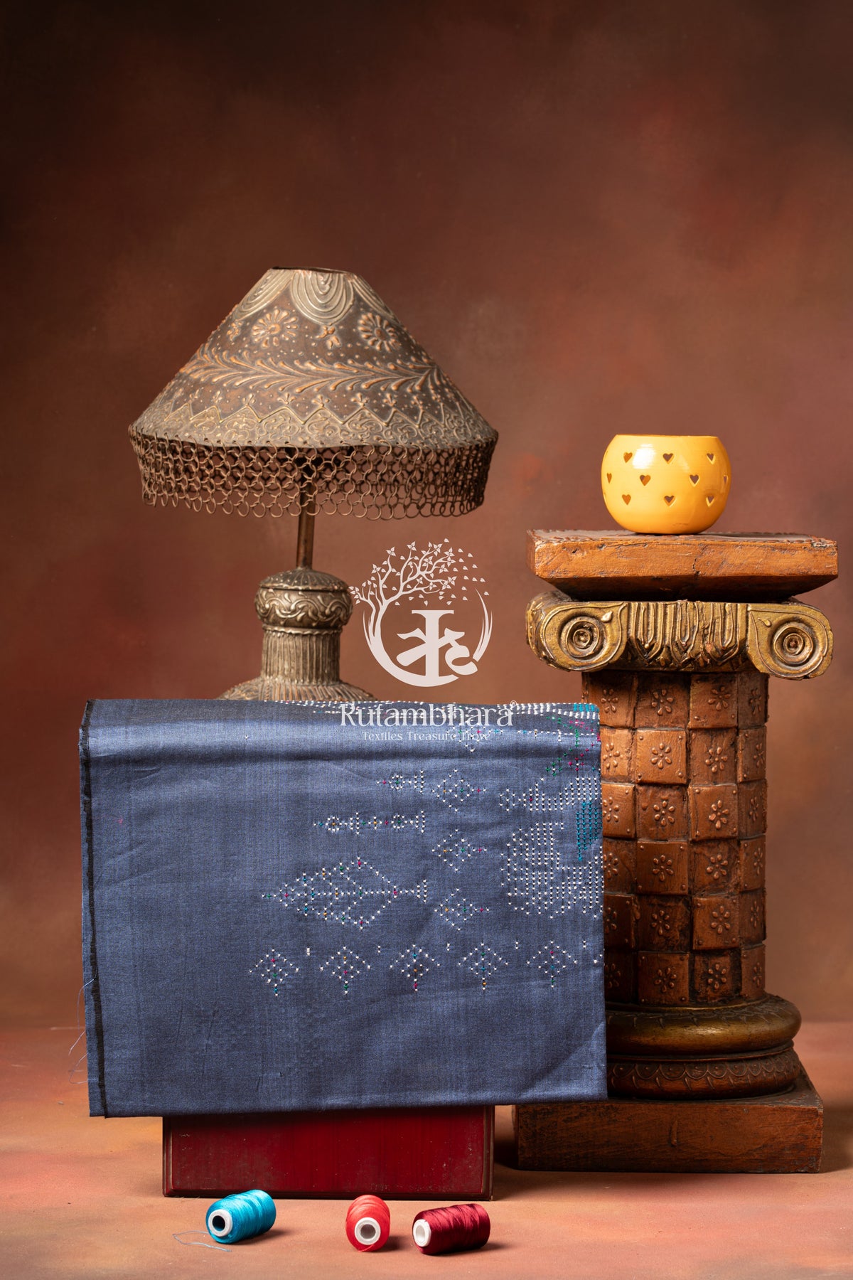 NUKTAA - SLATE GREY HANDWOVEN TANGALIYA COTTON KURTA FABRIC