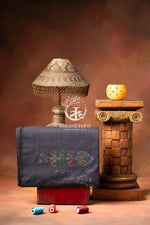NUKTAA - MIDNIGHT SLATE BLUE HANDWOVEN TANGALIYA COTTON KURTA FABRIC