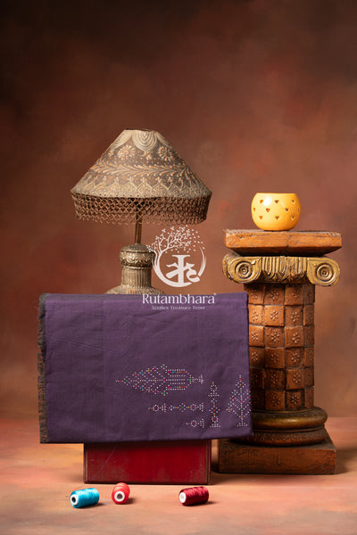NUKTAA - RICH VIOLET HANDWOVEN TANGALIYA COTTON KURTA FABRIC